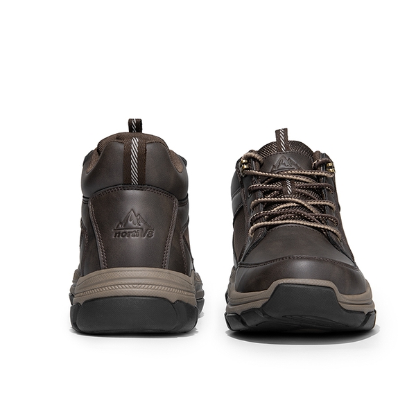 Men's Lightweight Vegan Leather Hiking Boots - DARK BROWN - 1